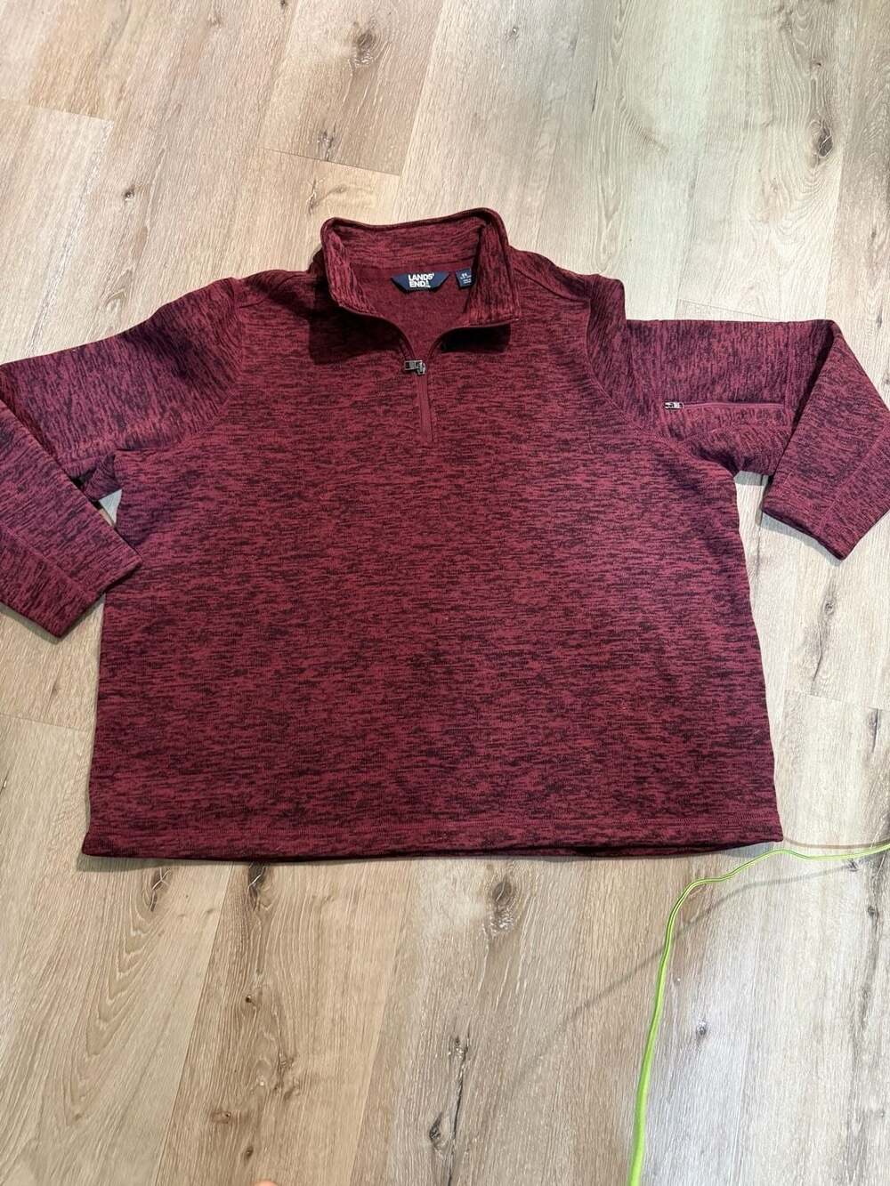 Lands' End 1/4-Zip Fleece Pullover Sweater Burgundy Marled 3X 24W-26W